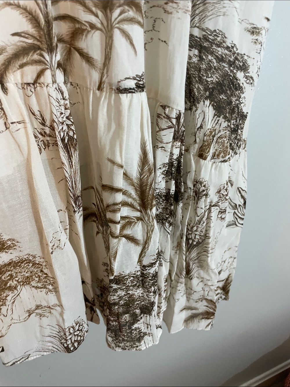 Sandro Cream Maxi Dress with Brown Scenic Print - Picture 9 of 16